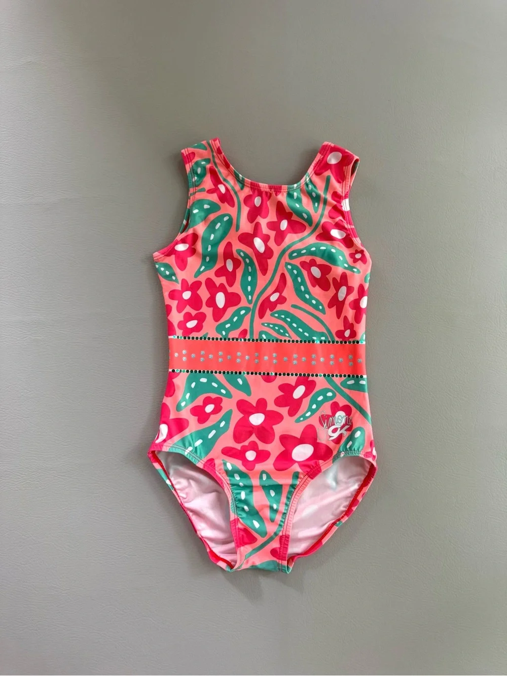 GK Elite Gymnastics Leotard Simone Biles Flower Power Sequin Bling Child Large